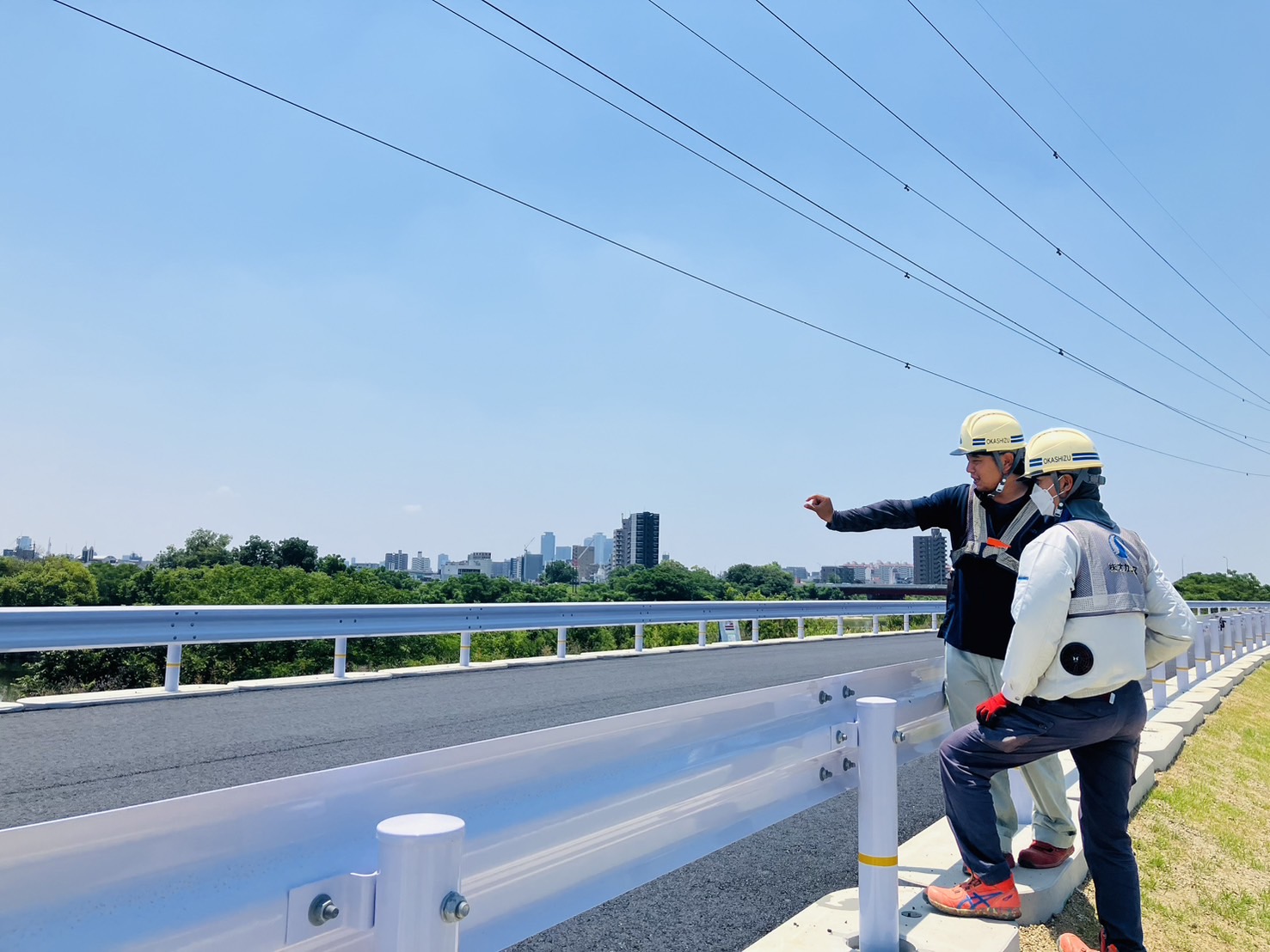 完成した工事をチェック中です